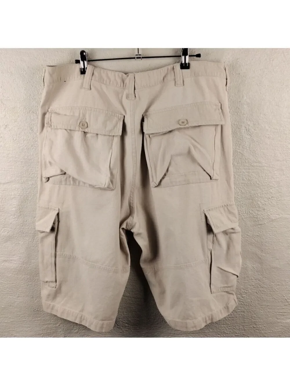 Swiss Cross Tan High Waist Eight Pocket Zipper Front Closure Cargo Shorts